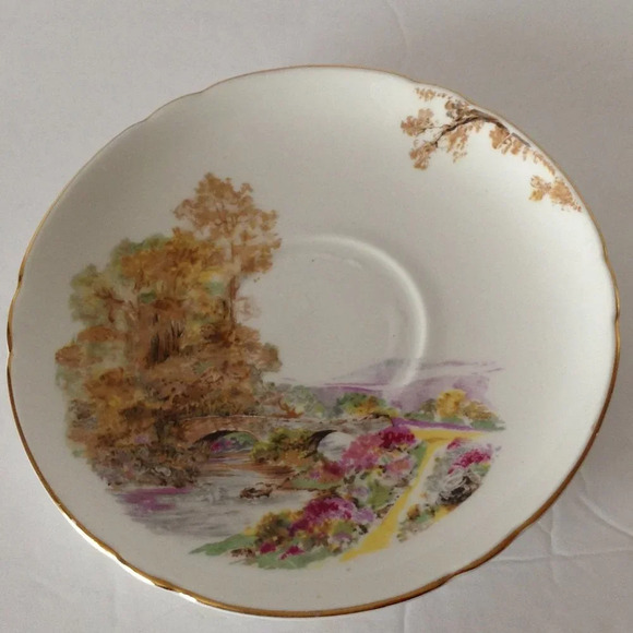 Vintage Shelley Heather Teacup & Saucer New Cambridge England Landscape … - Picture 5 of 8